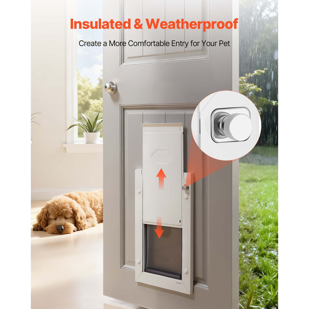 Pet Door, Medium, with Double Magnetic Flaps and Metal Frame, Strong and Weatherproof Dog Door for Interior and Exterior Doors, Easy to Install, Easy In - and - Out Access for Doggies, White - Dog Time Outlet