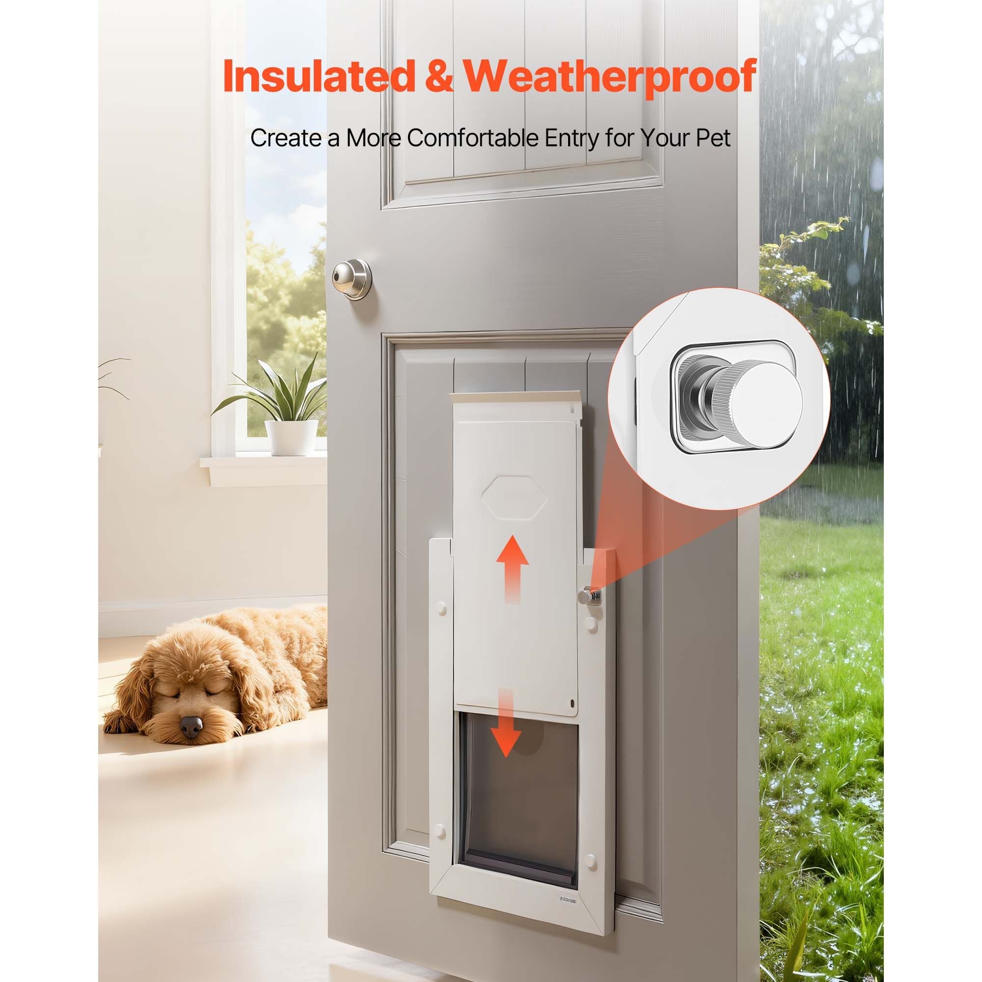 Pet Door, Medium, with Double Magnetic Flaps and Metal Frame, Strong and Weatherproof Dog Door for Interior and Exterior Doors, Easy to Install, Easy In - and - Out Access for Doggies, White - Dog Time Outlet