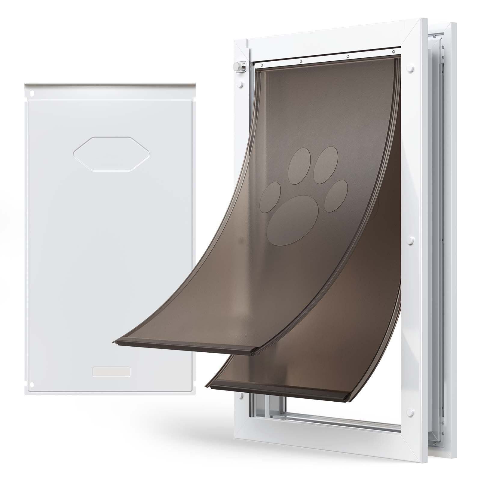 Pet Door, X - Large, with Double Magnetic Flaps and Metal Frame, Strong and Weatherproof Dog Door for Interior and Exterior Doors, Easy to Install, Easy In - and - Out Access for Doggies, White - Dog Time Outlet
