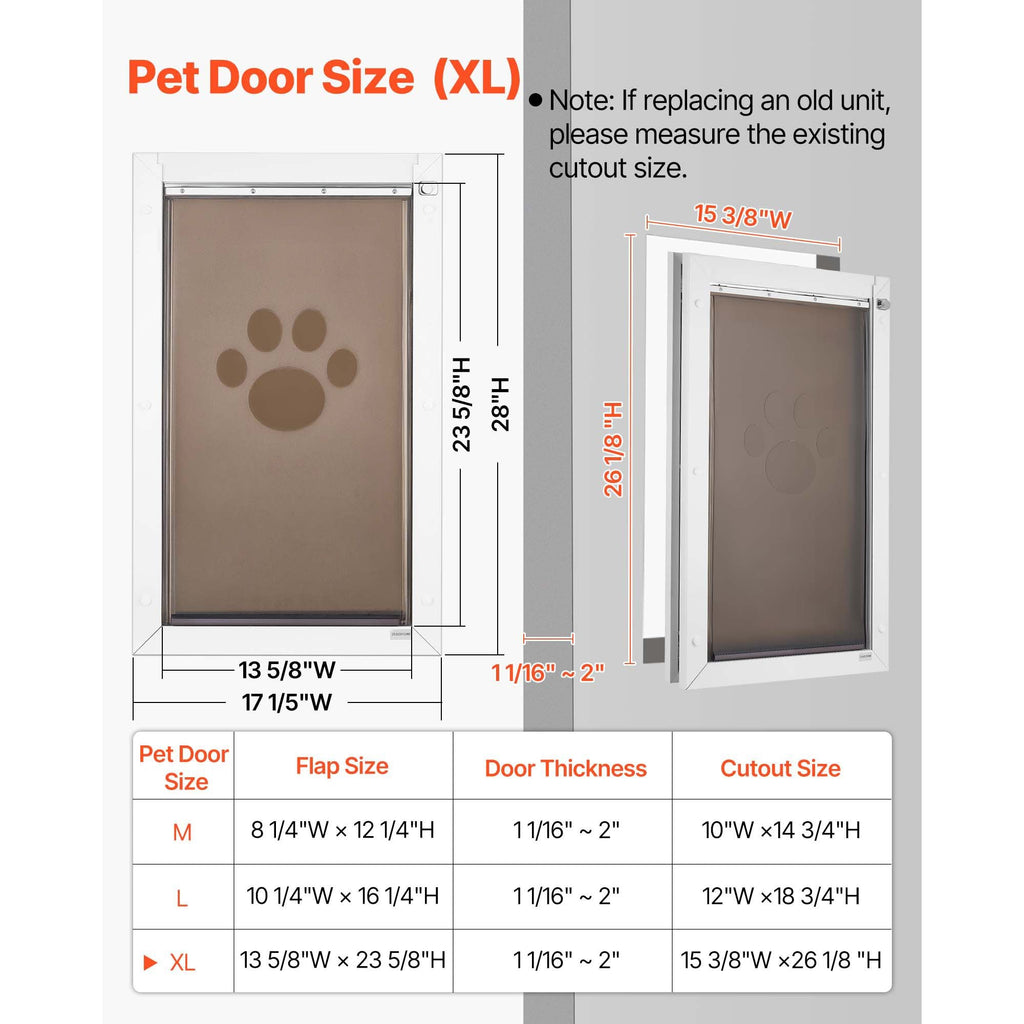 Pet Door, X - Large, with Double Magnetic Flaps and Metal Frame, Strong and Weatherproof Dog Door for Interior and Exterior Doors, Easy to Install, Easy In - and - Out Access for Doggies, White - Dog Time Outlet