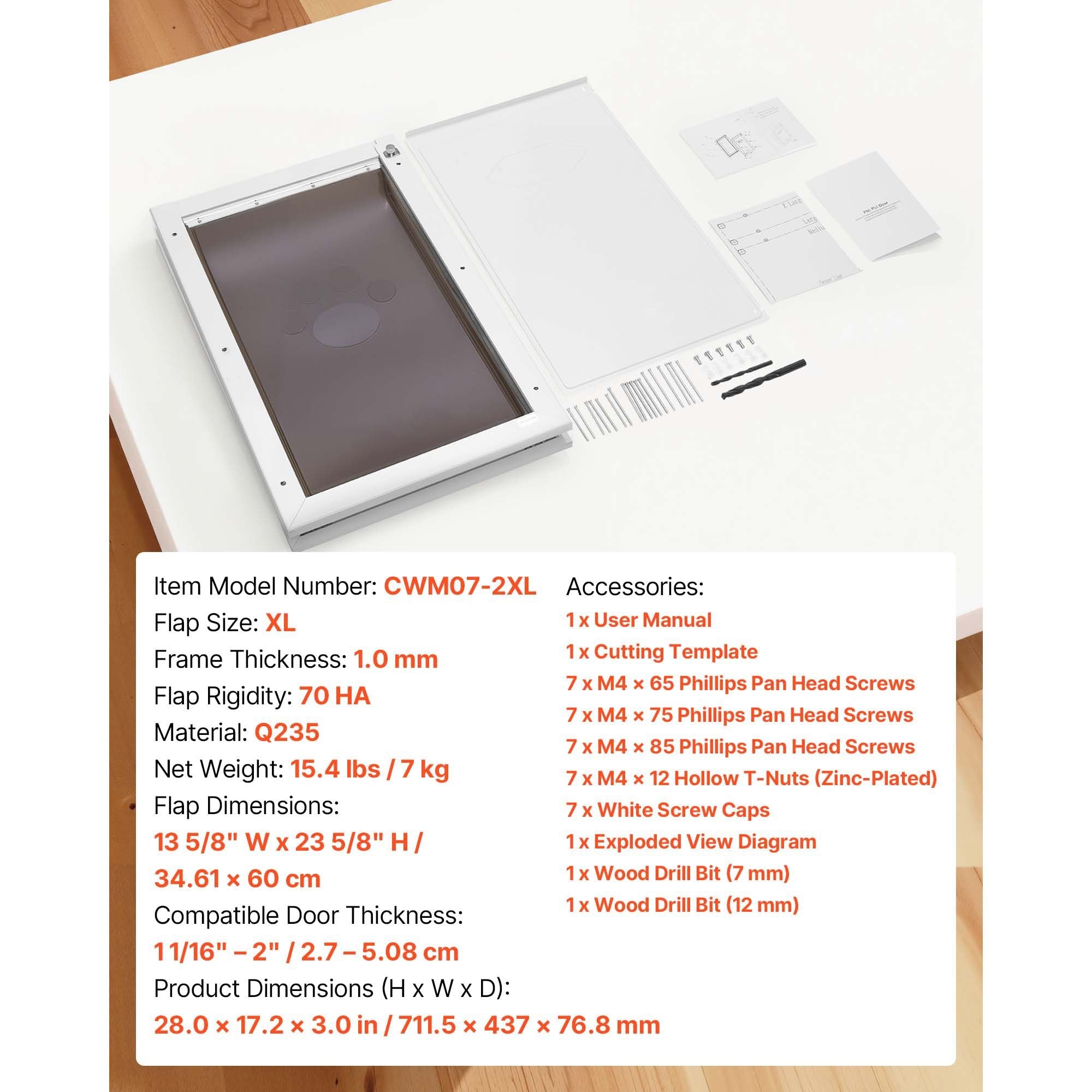 Pet Door, X - Large, with Double Magnetic Flaps and Metal Frame, Strong and Weatherproof Dog Door for Interior and Exterior Doors, Easy to Install, Easy In - and - Out Access for Doggies, White - Dog Time Outlet