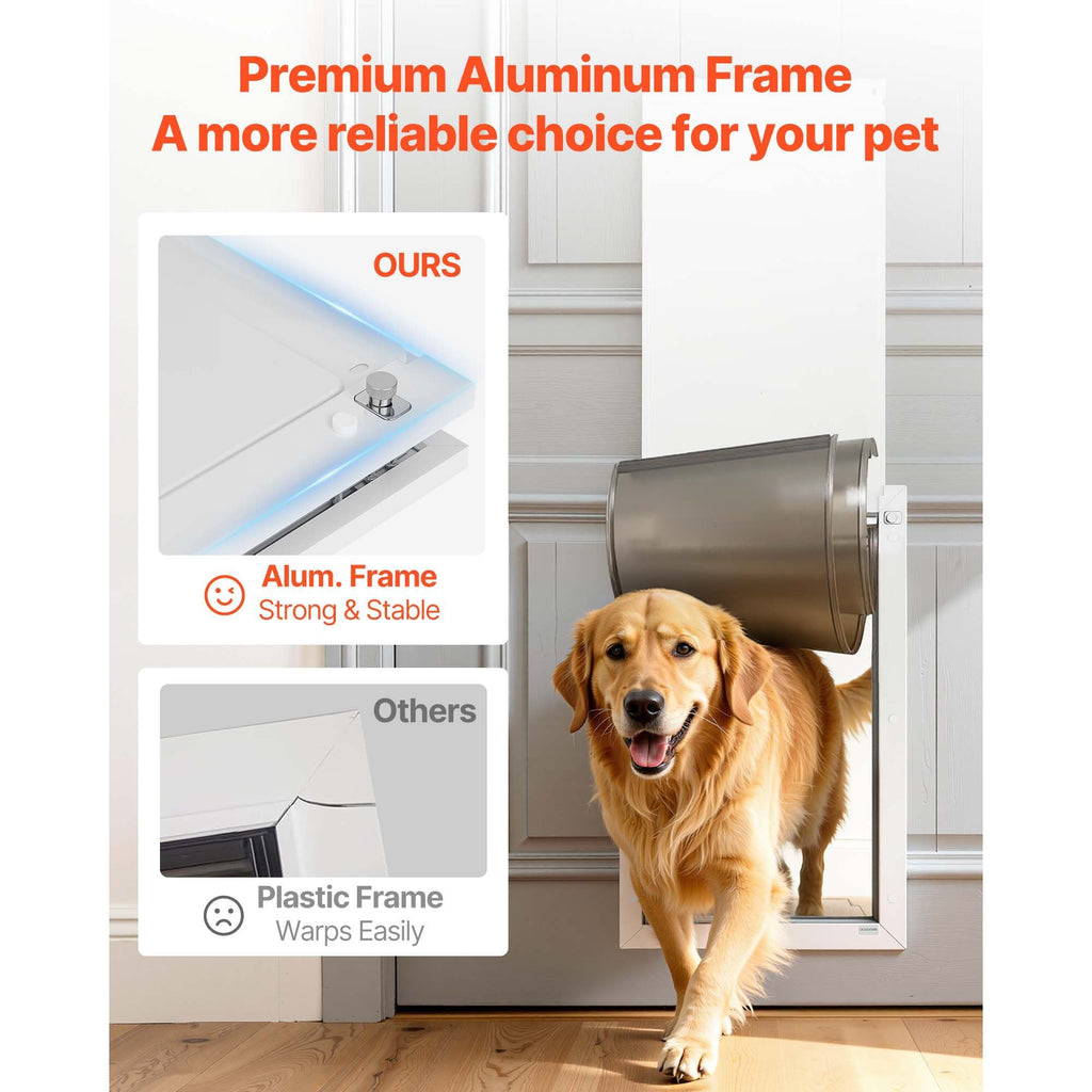 Pet Door, X - Large, with Double Magnetic Flaps and Metal Frame, Strong and Weatherproof Dog Door for Interior and Exterior Doors, Easy to Install, Easy In - and - Out Access for Doggies, White - Dog Time Outlet