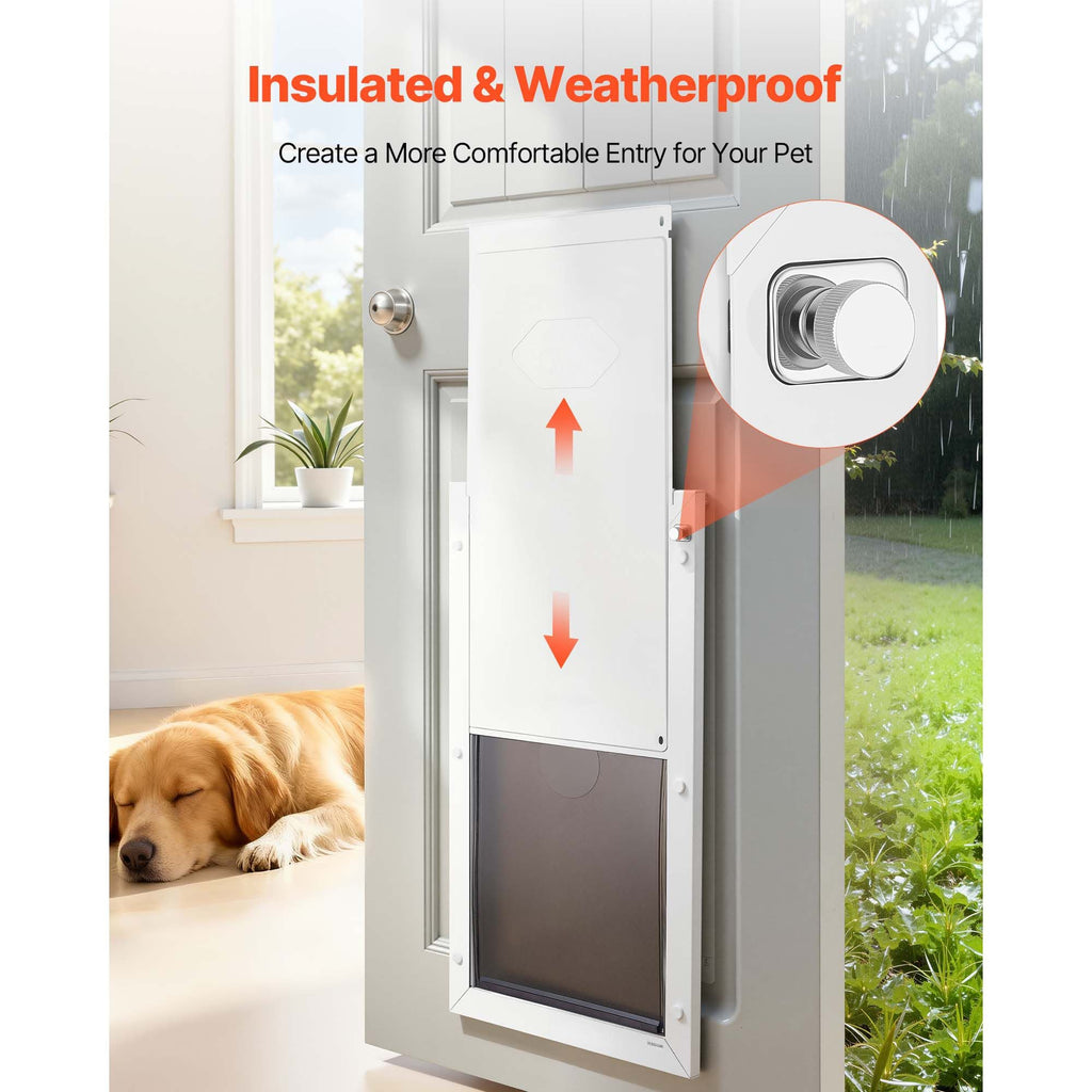 Pet Door, X - Large, with Double Magnetic Flaps and Metal Frame, Strong and Weatherproof Dog Door for Interior and Exterior Doors, Easy to Install, Easy In - and - Out Access for Doggies, White - Dog Time Outlet