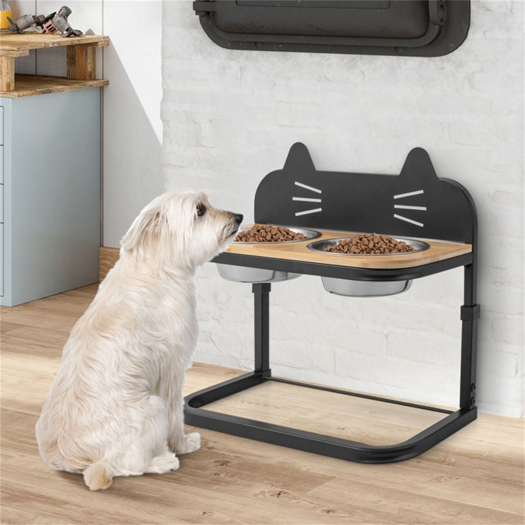 Pet Feeder with 2 Stainless Steel Bowls, Adjustable Height for Cats and Small and Medium Dogs - Dog Time Outlet