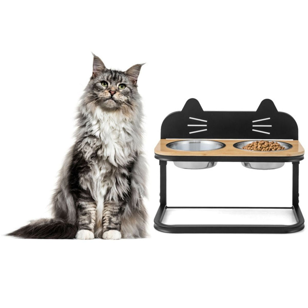 Pet Feeder with 2 Stainless Steel Bowls, Adjustable Height for Cats and Small and Medium Dogs - Dog Time Outlet