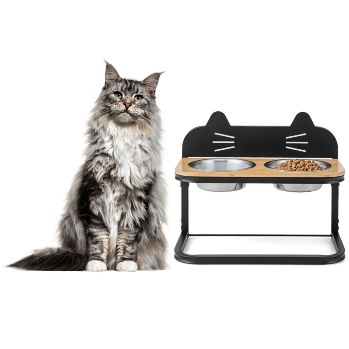 Pet Feeder with 2 Stainless Steel Bowls, Adjustable Height for Cats and Small and Medium Dogs - Dog Time Outlet