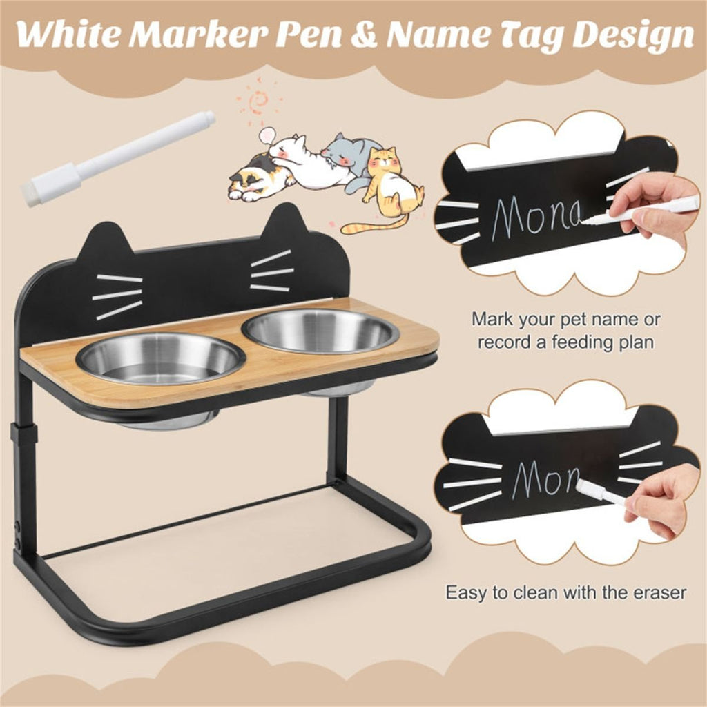 Pet Feeder with 2 Stainless Steel Bowls, Adjustable Height for Cats and Small and Medium Dogs - Dog Time Outlet