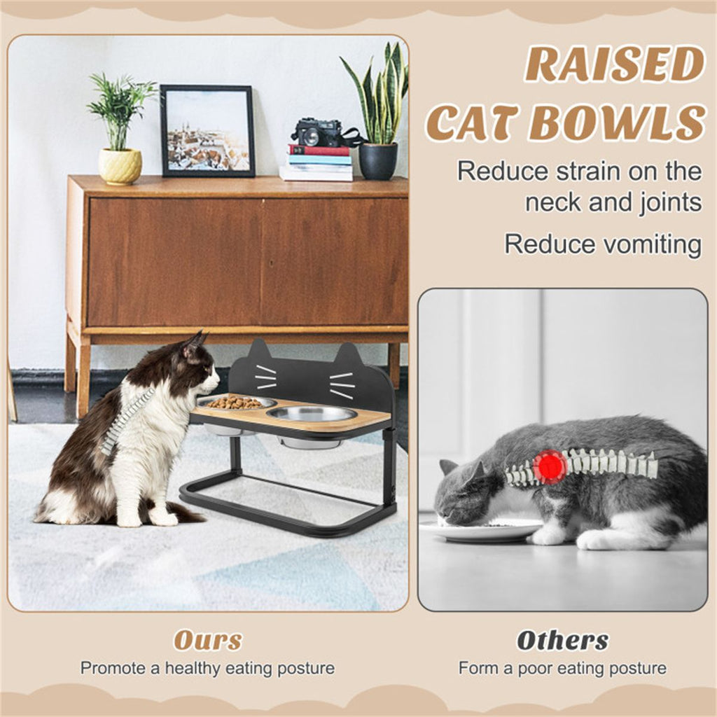 Pet Feeder with 2 Stainless Steel Bowls, Adjustable Height for Cats and Small and Medium Dogs - Dog Time Outlet