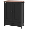 Pet Feeding Station, Dog Food Storage Cabinet w/ Raised Dog Bowls, Adjustable Panel, Hooks for Medium Dogs, Black - Dog Time Outlet