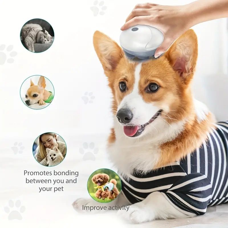 Pet Massager, Pet Scalp Massager, Handheld Electric Cat Massager, Dog Massager, 4 Rotating Massage Heads, Relax Muscles, Cat and Dog Scalp Massager, Pet Gift - Dog Time Outlet