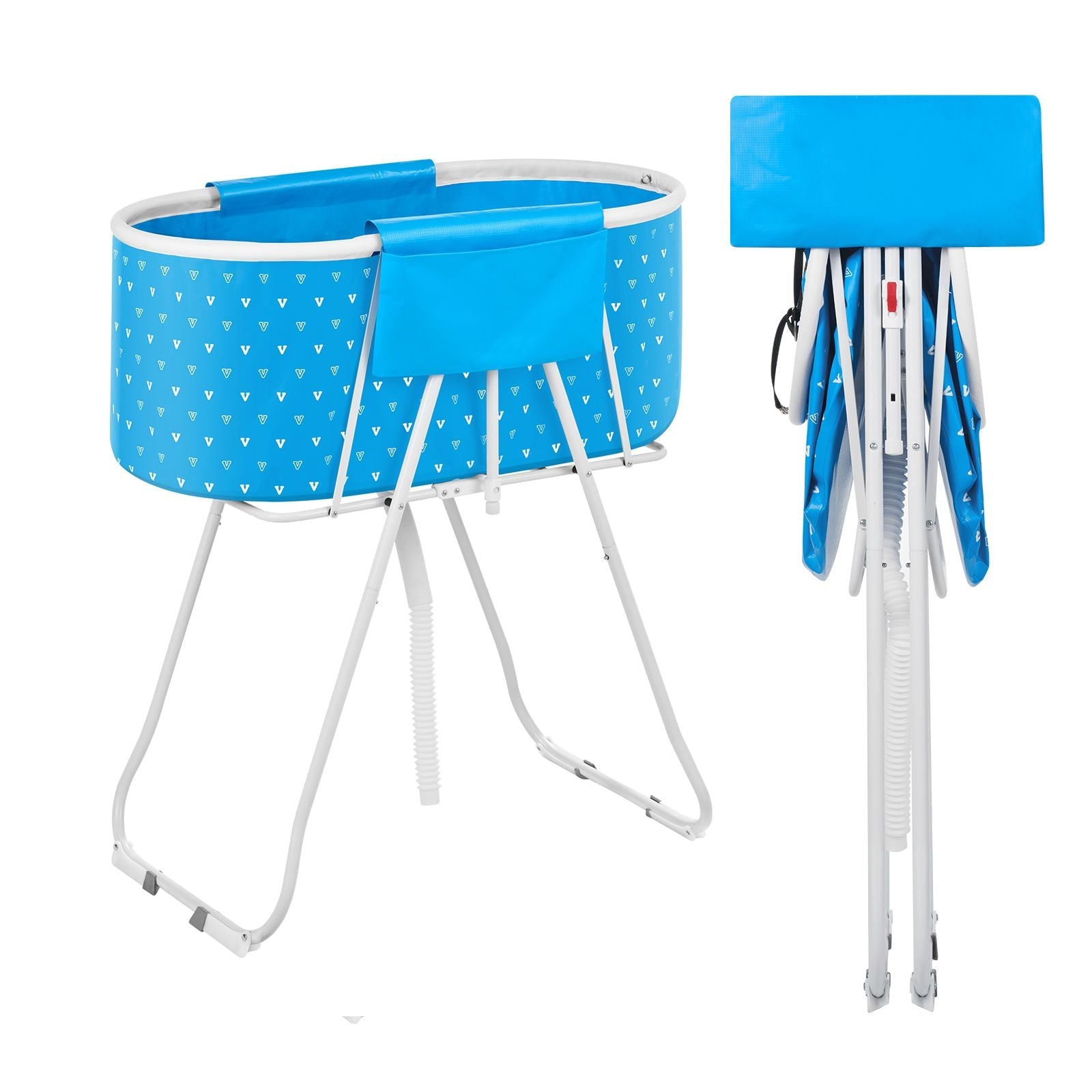 Portable Dog Bathtub, Elevated & Foldable Space - saving Pet Shower Station with Quick Drainage, Bathing Tub for Washing & Grooming Small and Medium Size Dogs and Cats Indoor & Outdoor, Light Blue - Dog Time Outlet