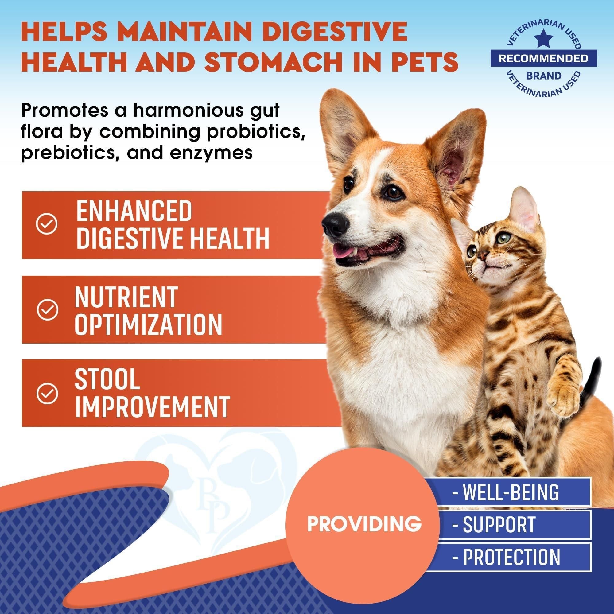 Probiotics Prebiotics with Enzymes for Dogs and Cats Digestive Gut Flora Health Pet Food Supplements - Dog Time Outlet