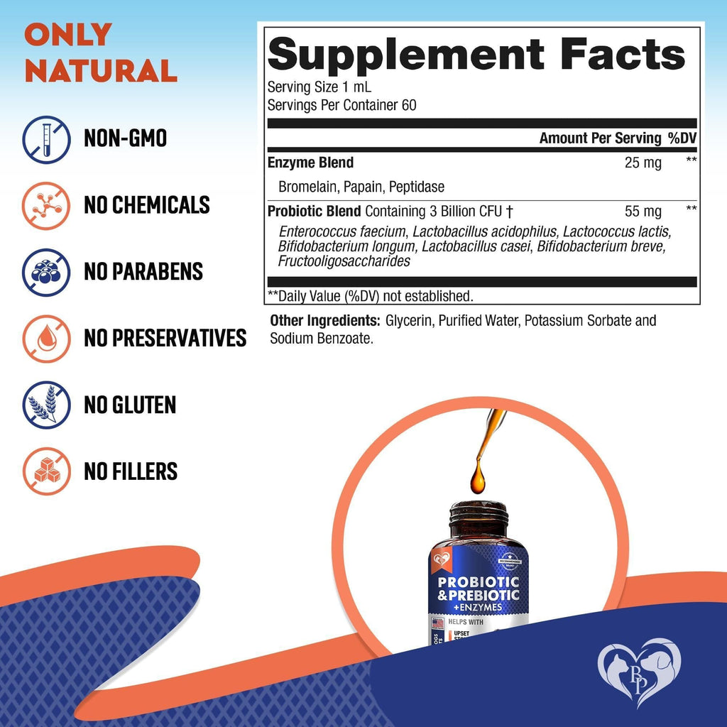 Probiotics Prebiotics with Enzymes for Dogs and Cats Digestive Gut Flora Health Pet Food Supplements - Dog Time Outlet