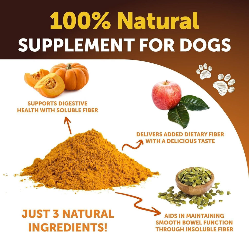 Pumpkin Powder for Dogs Digestive Support 16 OZ Fiber Supplement for Constipation For Gut Balance Healthy Skin Digestion Anal Glands Firm Stool Poop Anti Diarrhea Gas Relief Made in USA - Dog Time Outlet