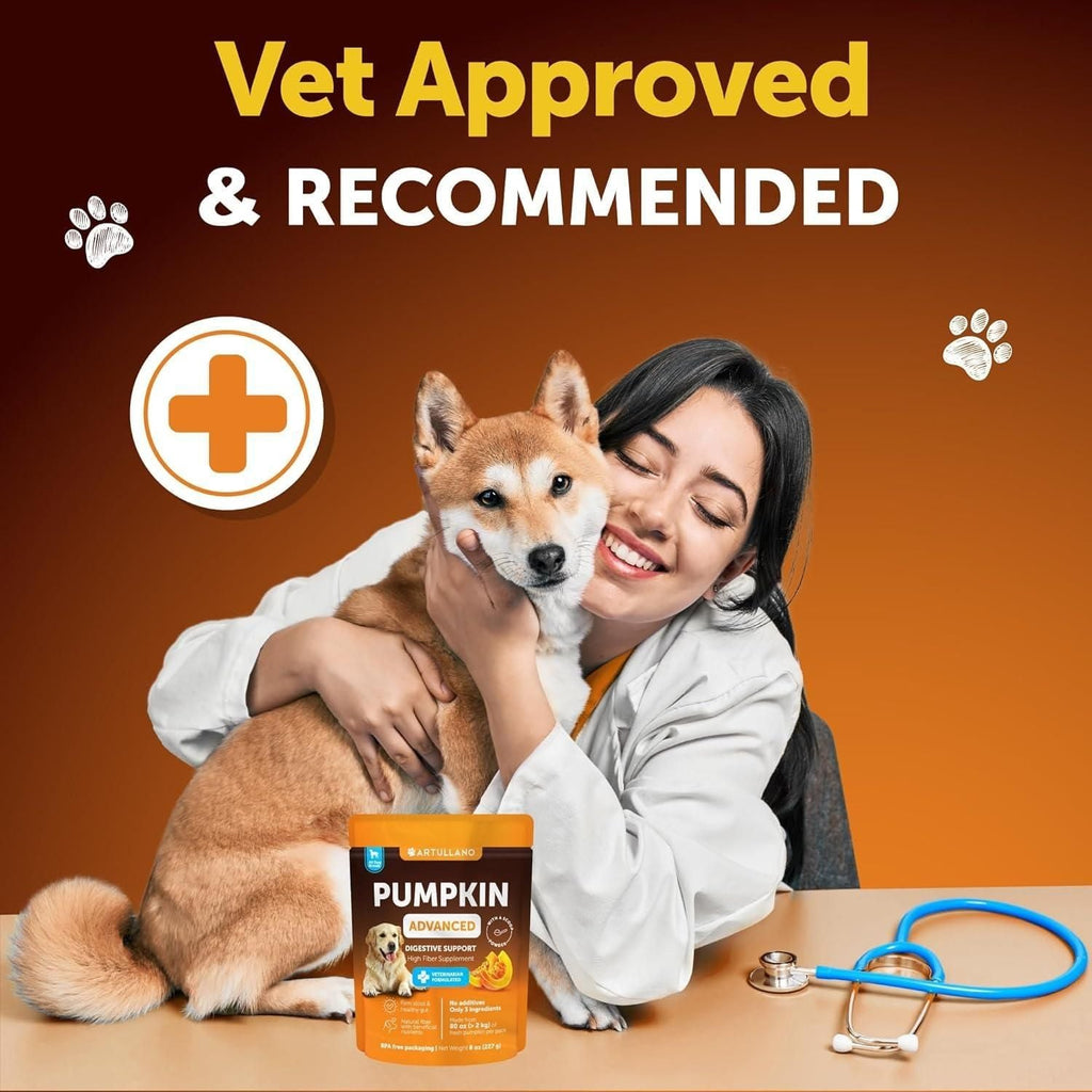 Pumpkin Powder for Dogs Digestive Support 8 OZ Fiber Supplement for Constipation for Gut Balance Healthy Skin Digestion Anal Glands Firm Stool Poop Anti Diarrhea Gas Relief - Dog Time Outlet
