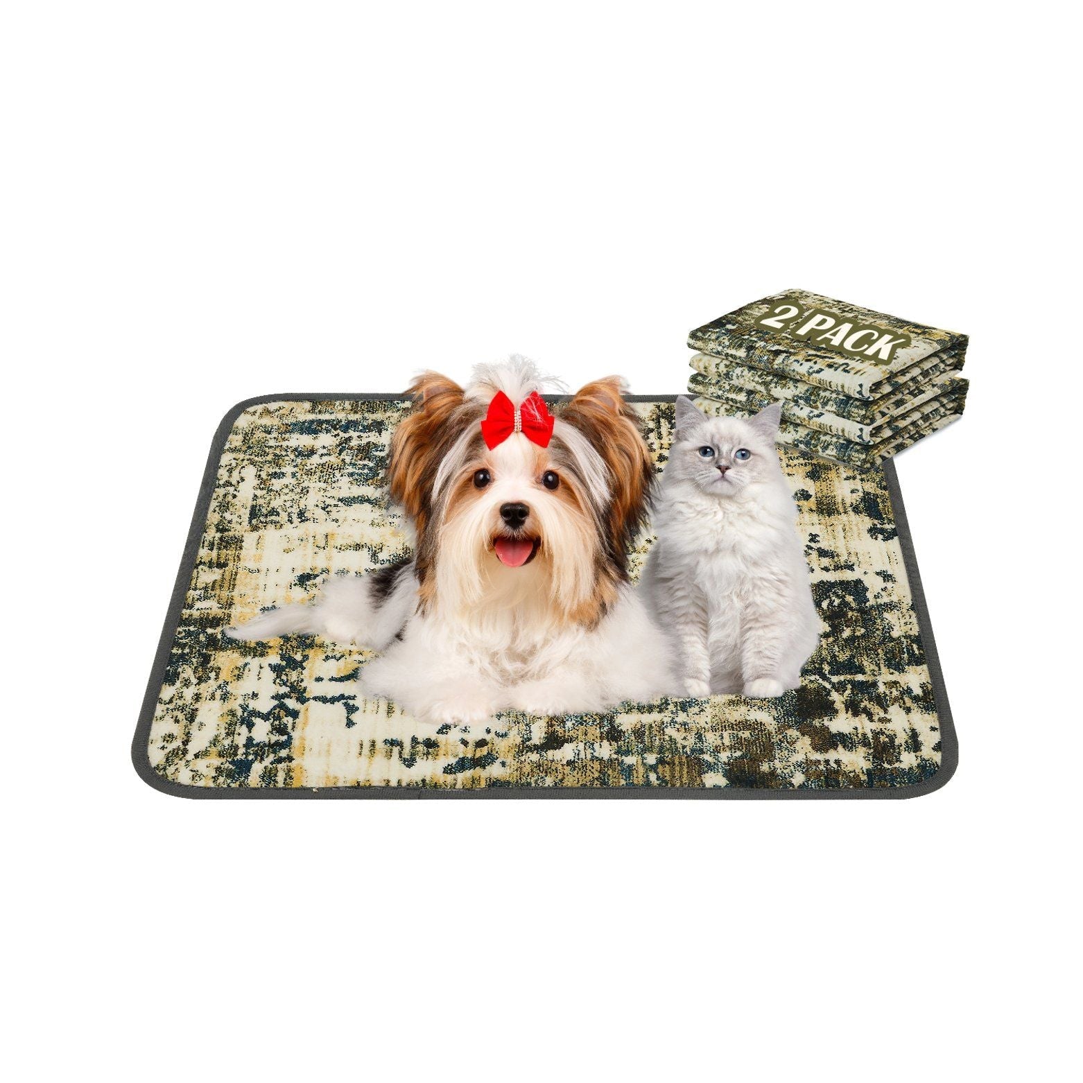 Qeils Washable Pee Pads for Dogs, 2 Pack Reusable Puppy Pads 36"x41" Super Absorbent Leakproof Dog Training Pads, Non - Slip Potty Pads for Floor, Crate, Couch, Whelping Pads Litter Mat Puppy Supplies - Dog Time Outlet