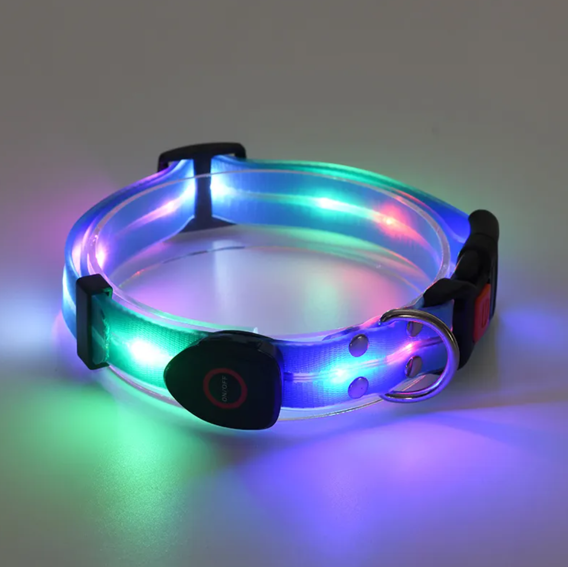 Rechargeable LED Pet Collar with Nylon Leash - Dog Time Outlet