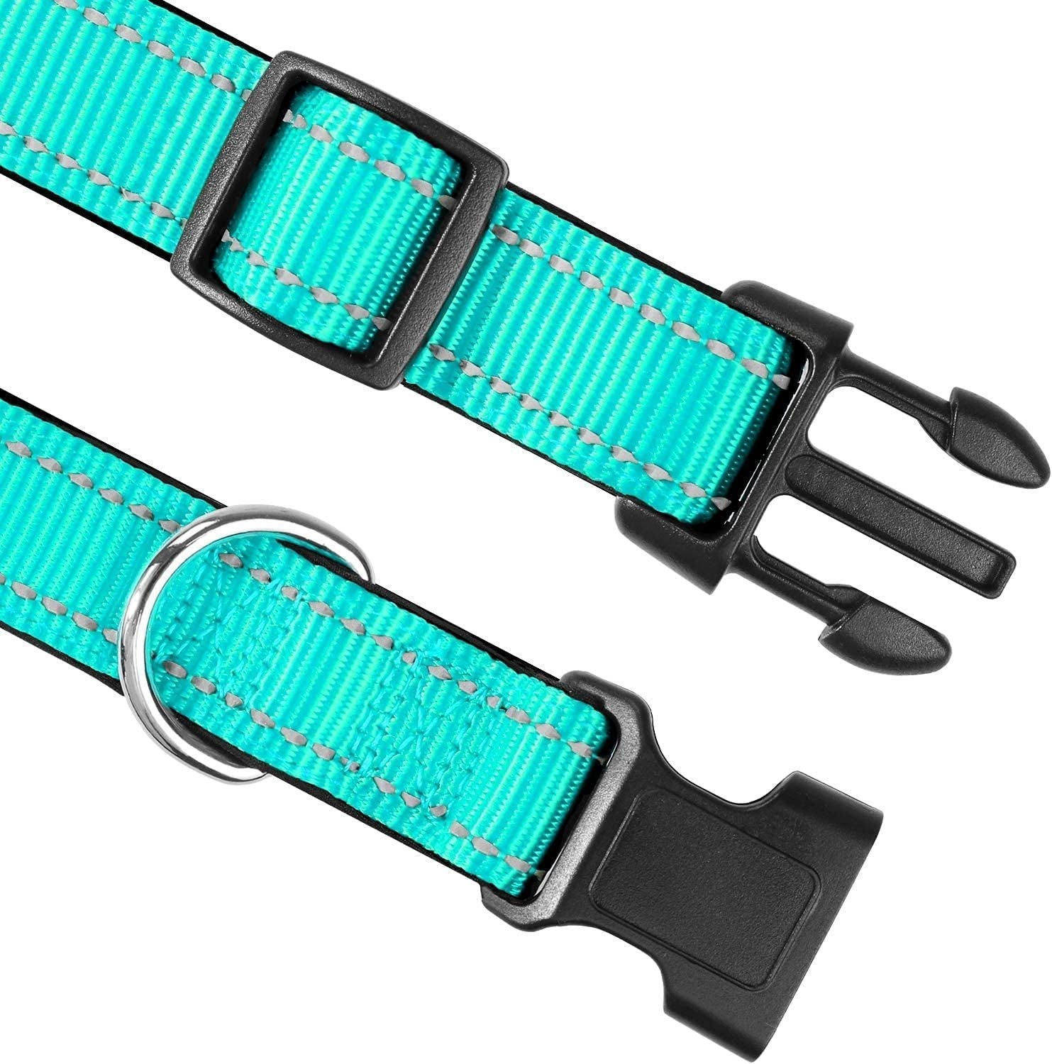 Reflective Dog Collar; Soft Neoprene Padded Breathable Nylon Pet Collar Adjustable for Medium Dogs - Dog Time Outlet