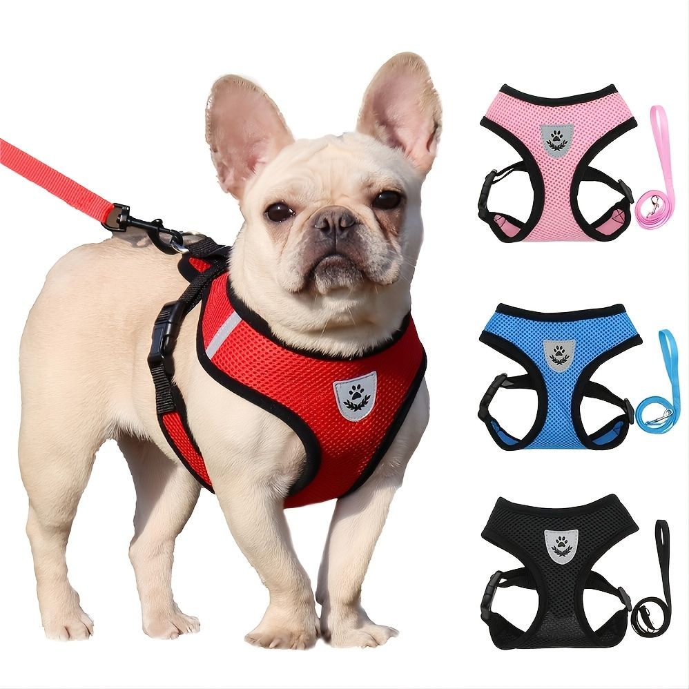 Reflective Pet Harness And Leash Set For Dog & Cat; Adjustable No Pull Dog Harness With Soft Mesh - Dog Time Outlet