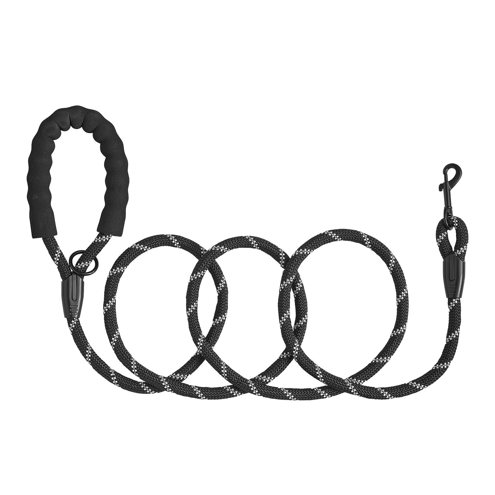 Rope Dog Leash, 6ft Heavy Duty Dog Leash with Comfortable Padded Handle, Strong Nylon Thick Leash with Reflective Threads, Dog walking and Training Leash, for Medium Large Dogs (1/2 in, Black) - Dog Time Outlet
