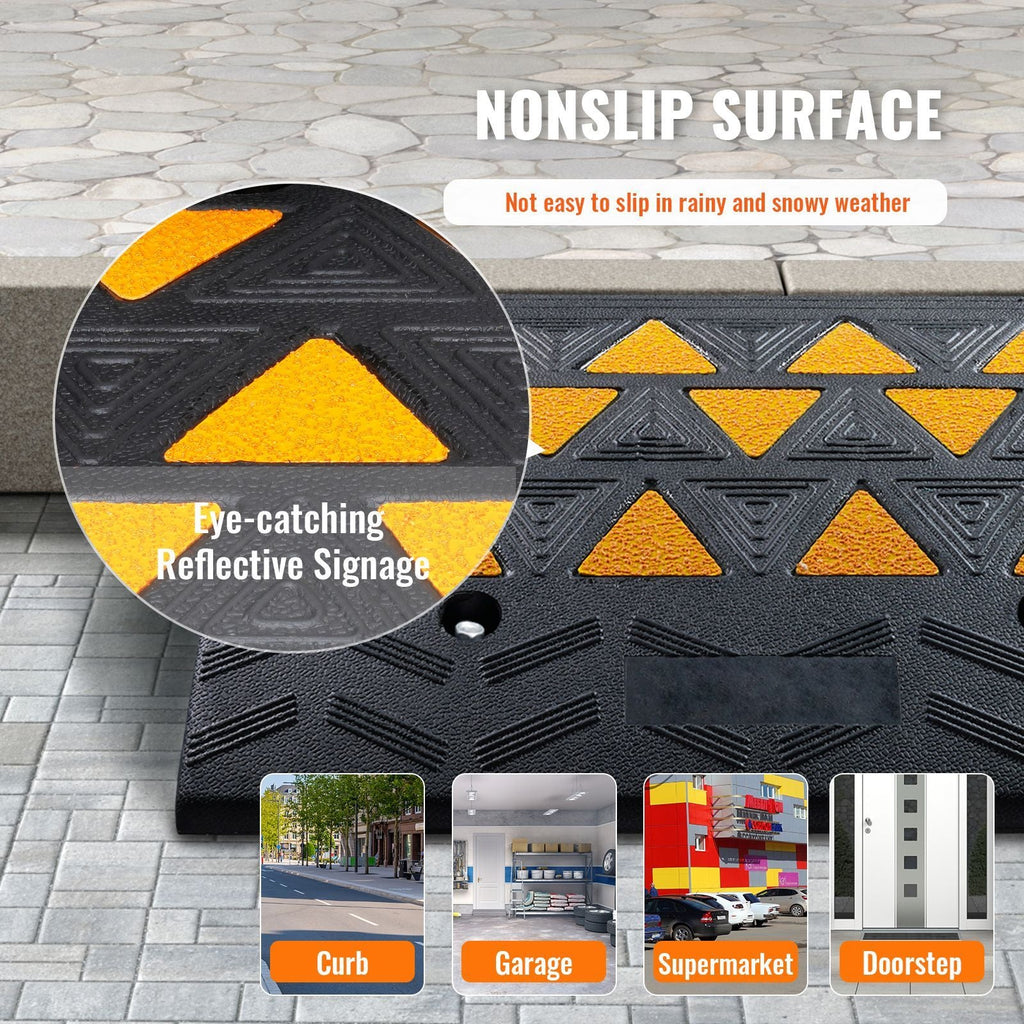 Rubber Curb Ramp 6" Rise Height Sidewalk Curb Ramp, 14.6" Width 19.3" Length Driveway Ramp for Curb, 15T Heavy Duty Rubber Ramp for Forklifts, Trucks, Buses, Cars, Wheelchairs, Bikes - Dog Time Outlet