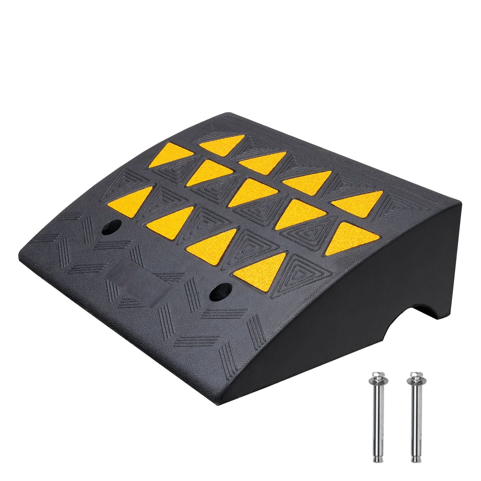 Rubber Curb Ramp 6" Rise Height Sidewalk Curb Ramp, 14.6" Width 19.3" Length Driveway Ramp for Curb, 15T Heavy Duty Rubber Ramp for Forklifts, Trucks, Buses, Cars, Wheelchairs, Bikes - Dog Time Outlet