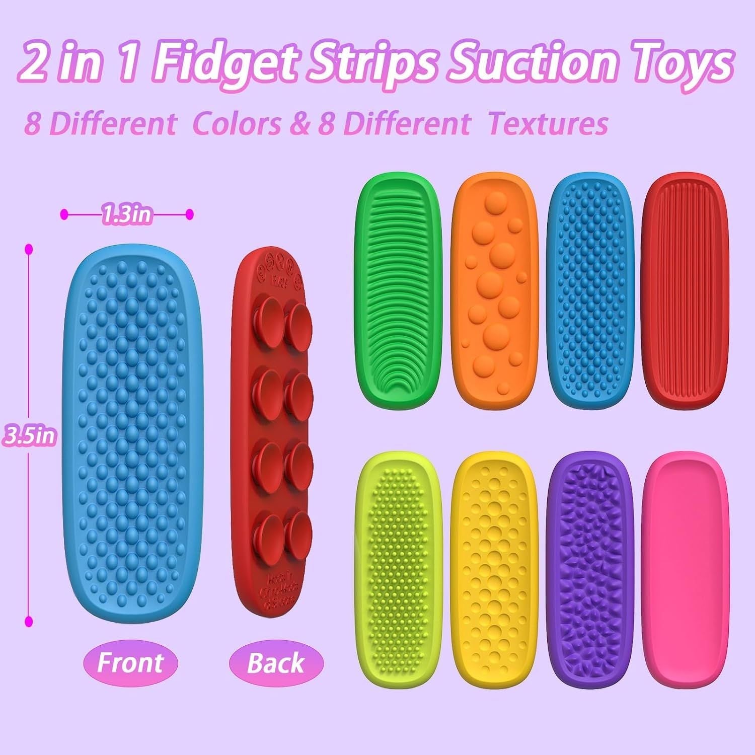 Stocking Stuffers for Kids Fidget Toys Calm Strips - 8 Pack Sensory Toys for Kids with Autism,Texture Suction Toys for Year Old, Fidgets for Classroom Treasure Box Prize - Dog Time Outlet