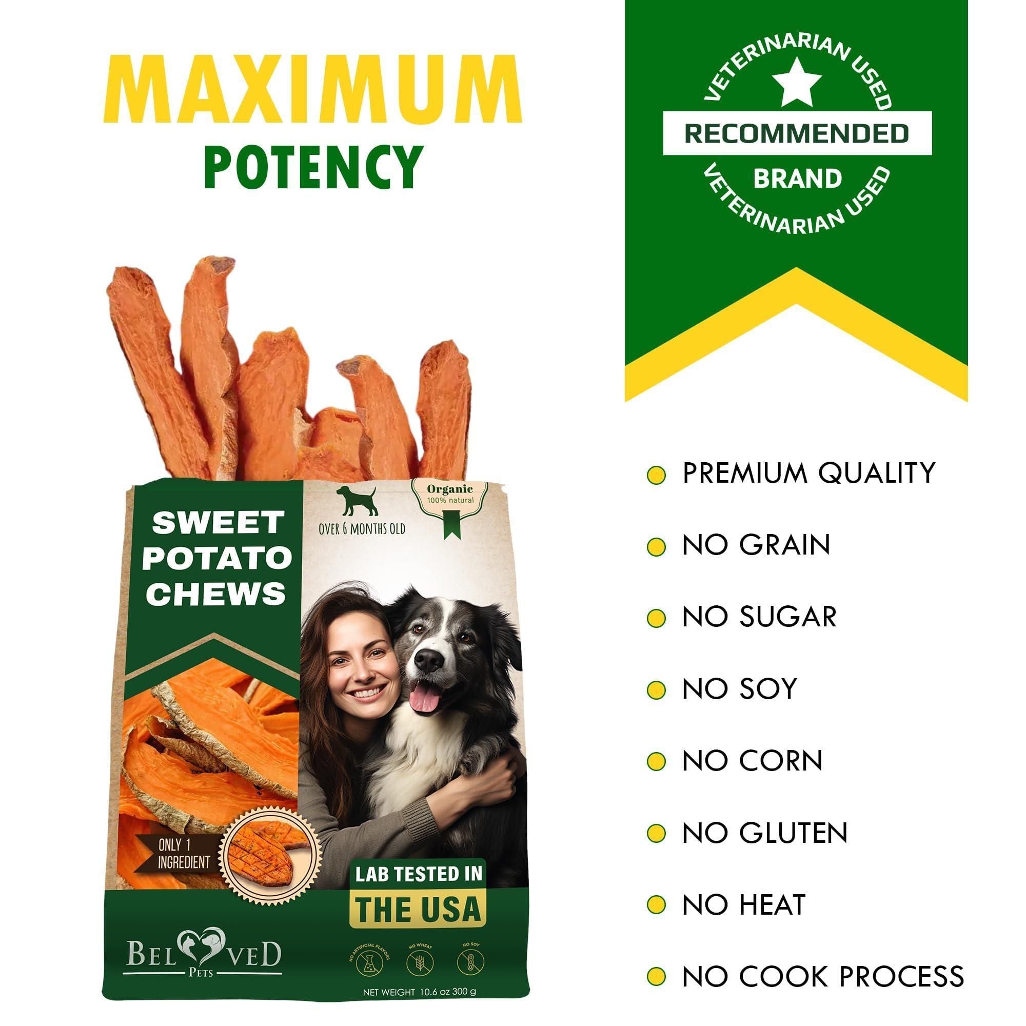 Sweet Potato Chips Treats for Dogs 10.6 oz 300 g - Dog Time Outlet
