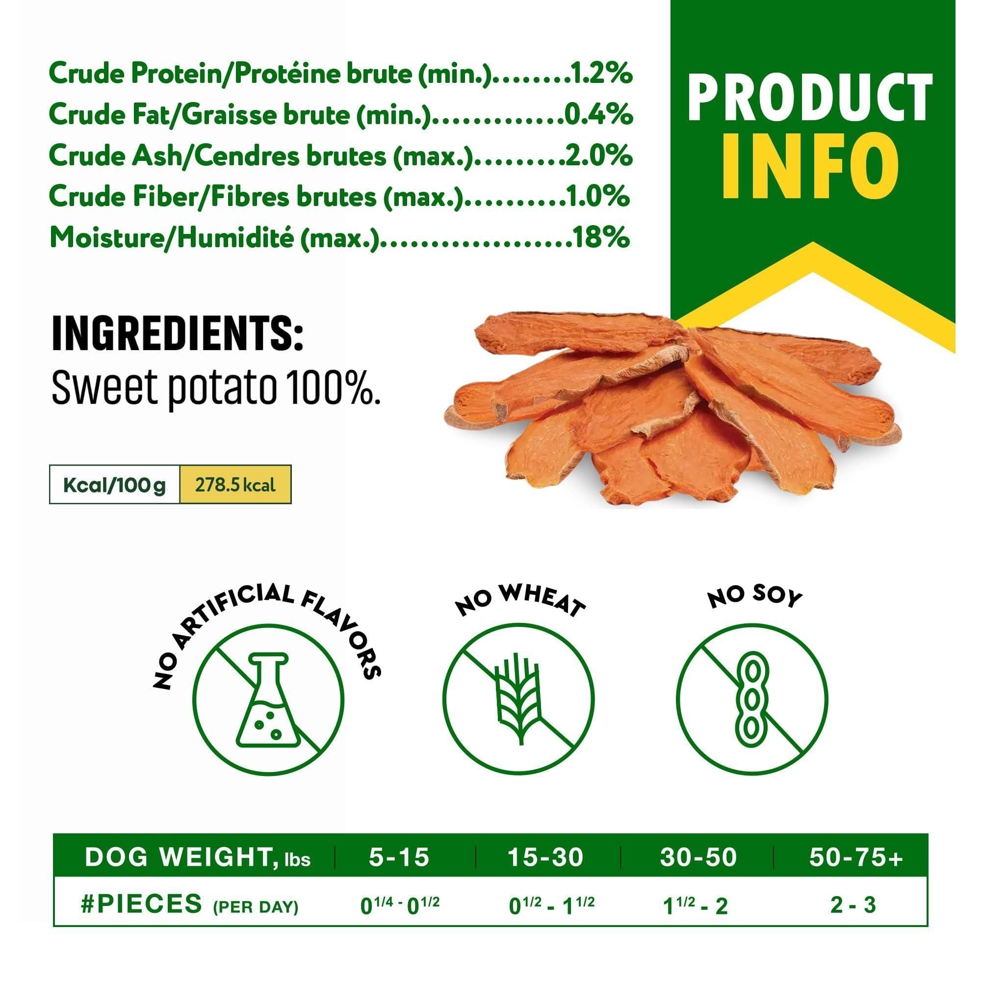 Sweet Potato Chips Treats for Dogs 10.6 oz 300 g - Dog Time Outlet
