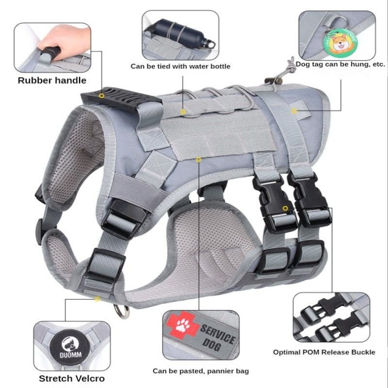Tactical Dog Harness For Small Medium Large Dog; Dog Harness Vest With Soft Padded And D - Ring Collar - Dog Time Outlet