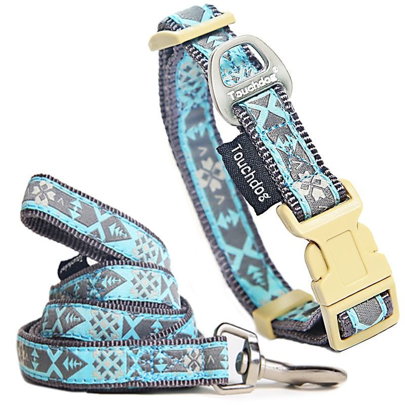 Touchdog 'Shape Patterned' Tough Stitched Embroidered Collar and Leash - Dog Time Outlet