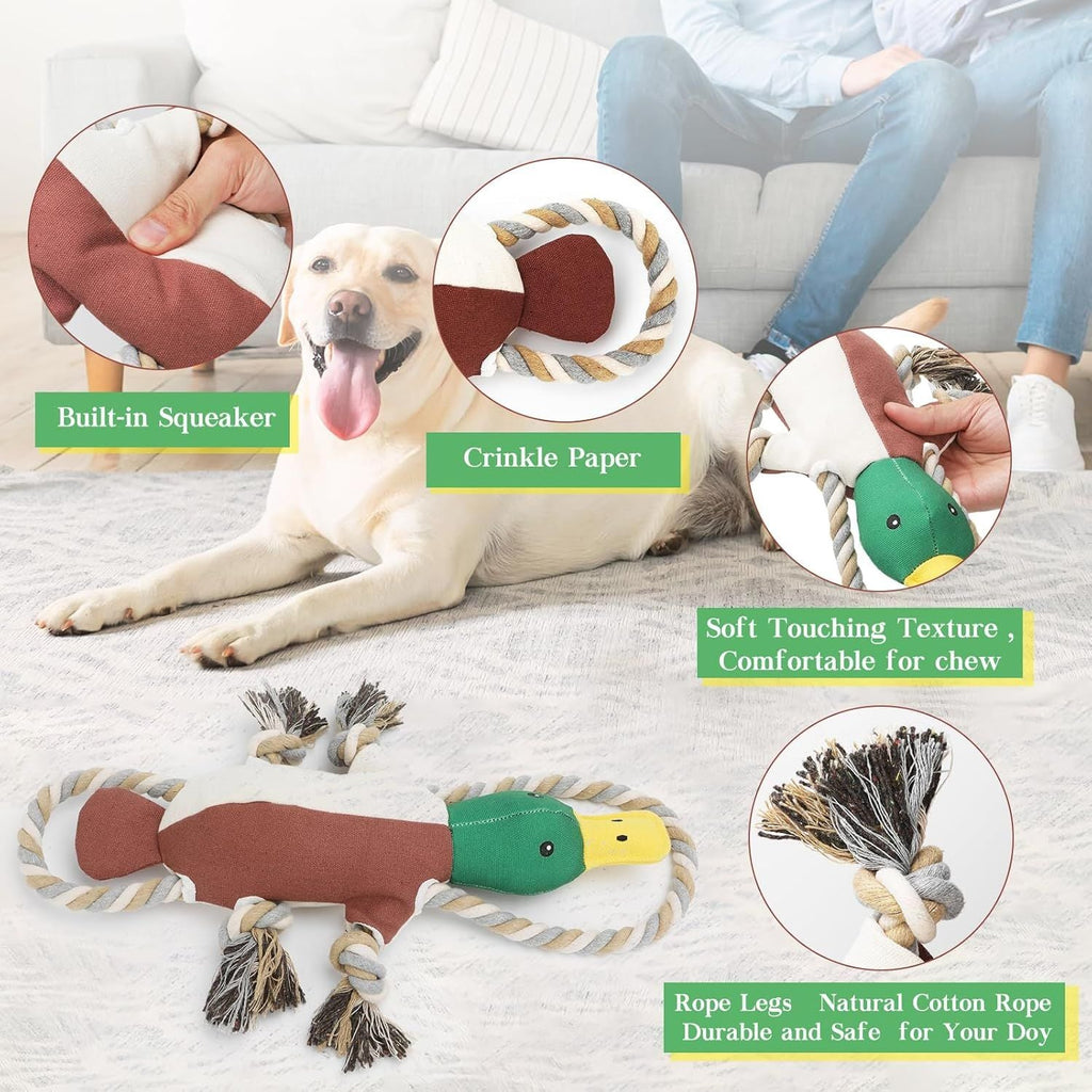 Upgraded Duck Dog Toys for Aggressive Chewers Puppy Toys with Crinkle Paper and Squeaker, Interactive Tug of War Dog Toy for Small, Medium, and Large Breeds - Dog Time Outlet