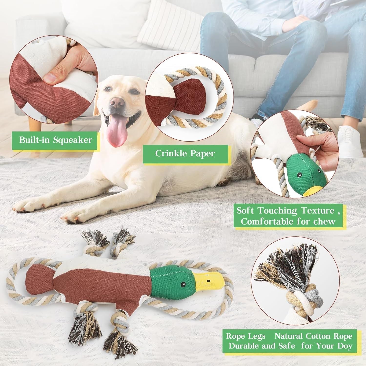 Upgraded Duck Dog Toys for Aggressive Chewers Puppy Toys with Crinkle Paper and Squeaker, Interactive Tug of War Dog Toy for Small, Medium, and Large Breeds - Dog Time Outlet