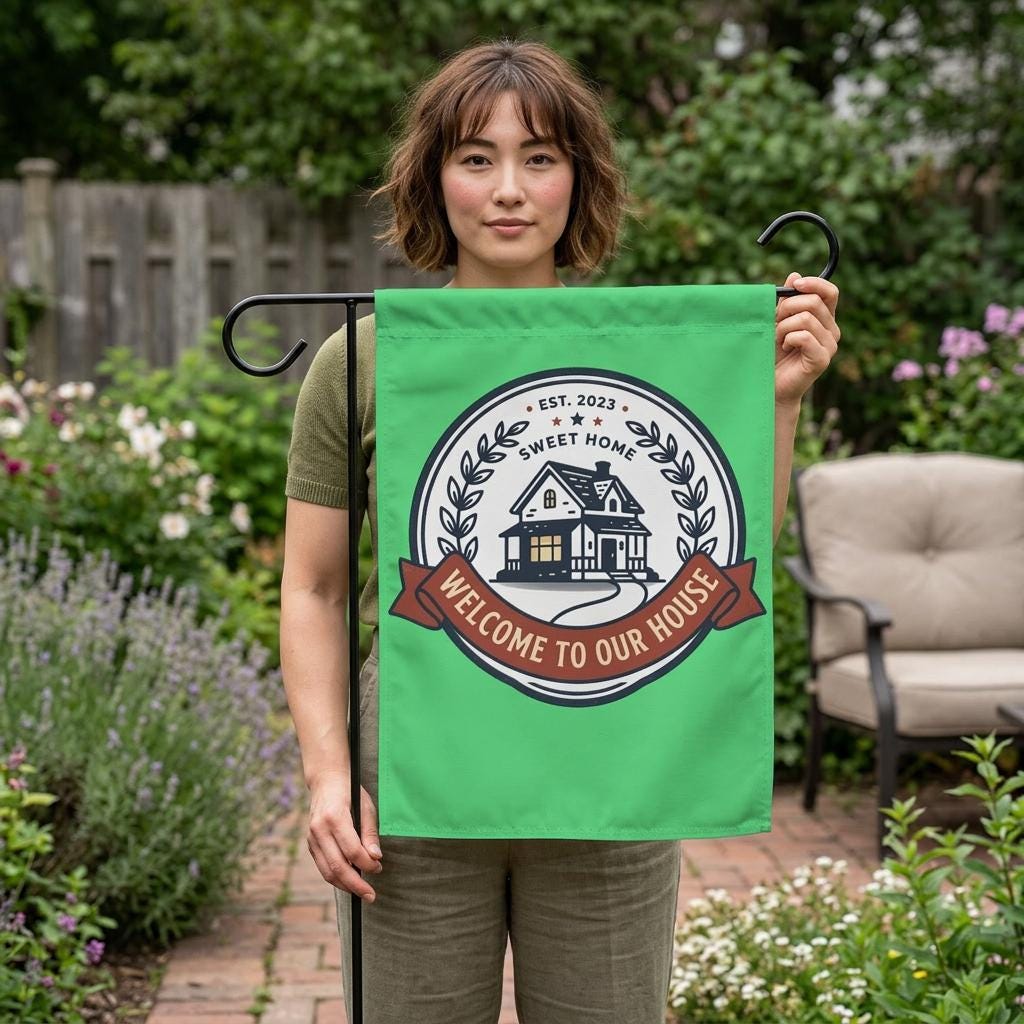 Welcome to Our House Garden Flag - personalized! - Dog Time Outlet