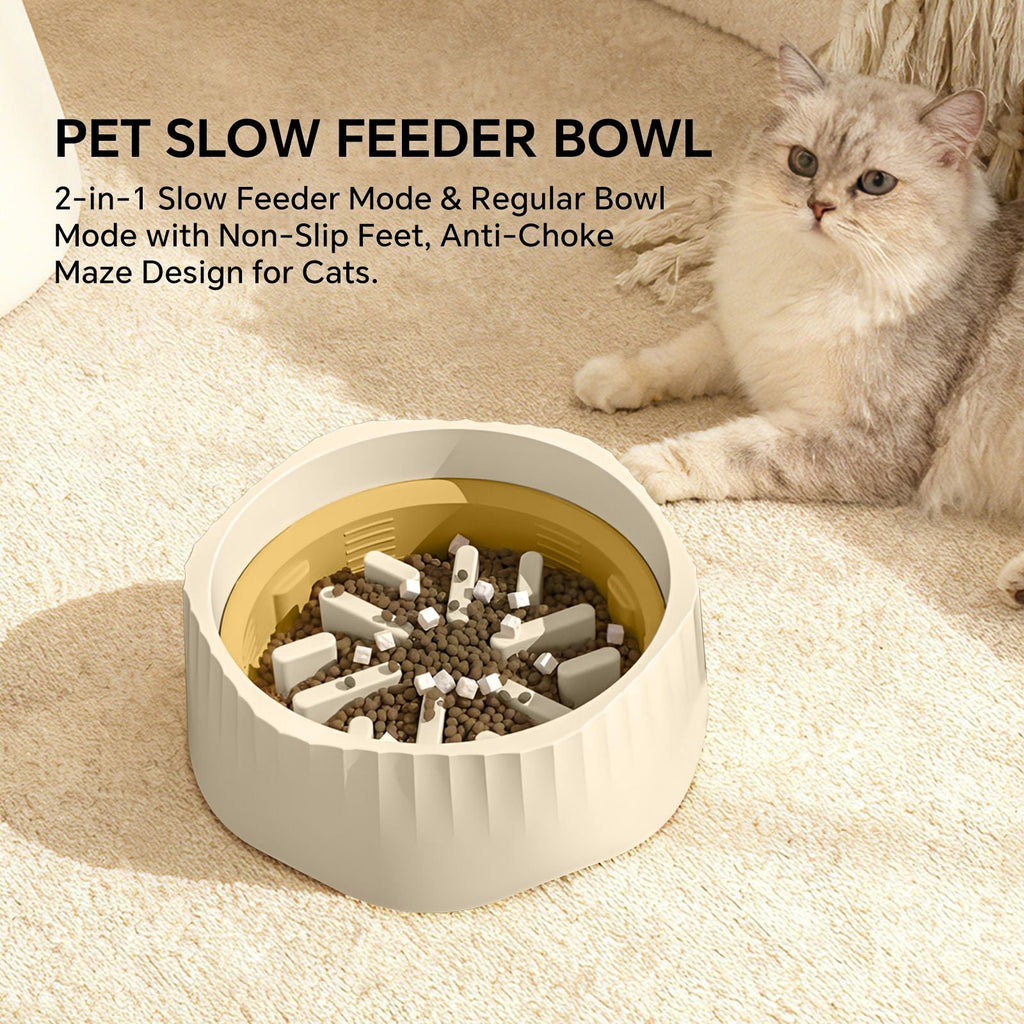 White dual - purpose slow food bowl, fast/slow food can be freely switched to adapt to different pet eating habits, cross - border hot selling pet supplies - Dog Time Outlet