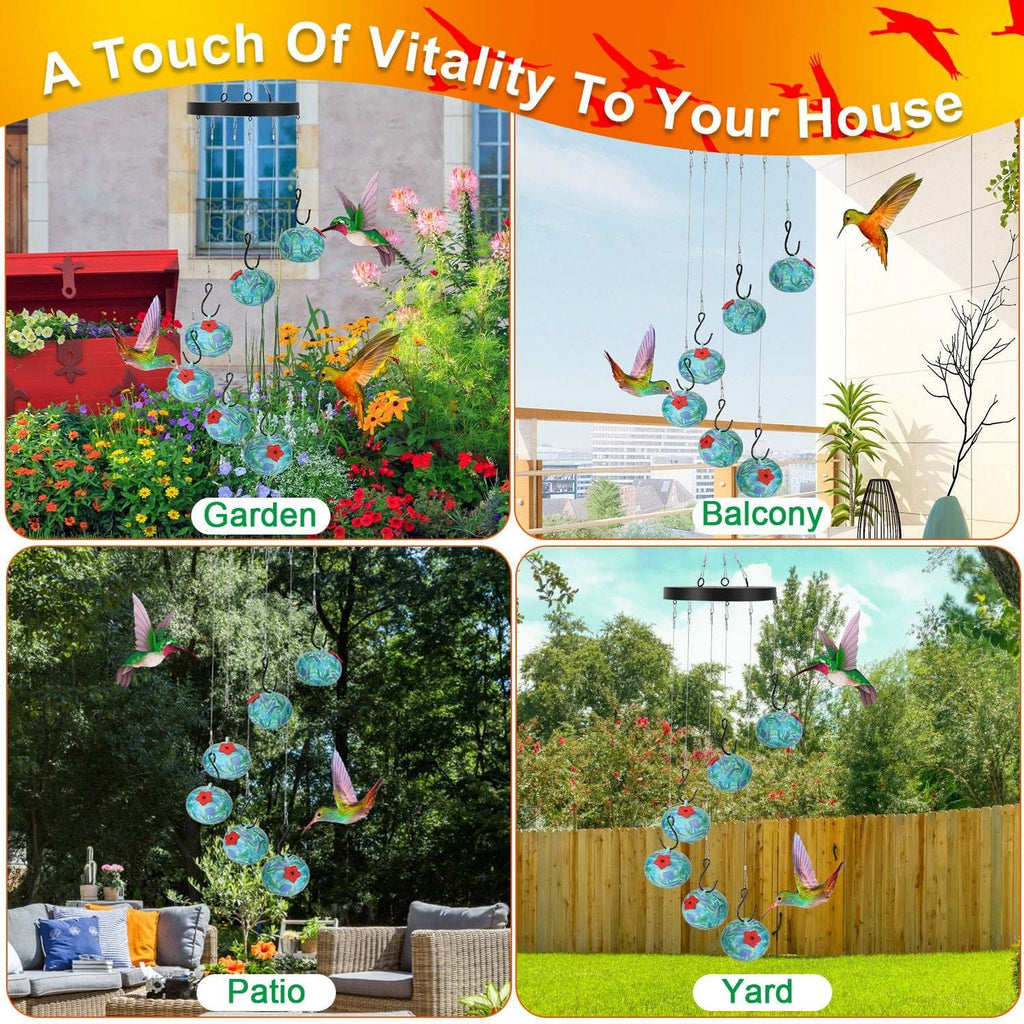 Wind Chimes Humming Bird Feeder Ant and Bee Proof Outdoor Hanging Hummingbird Feeder For Viewing Decoration For Garden Patio Yard Balcony - Dog Time Outlet