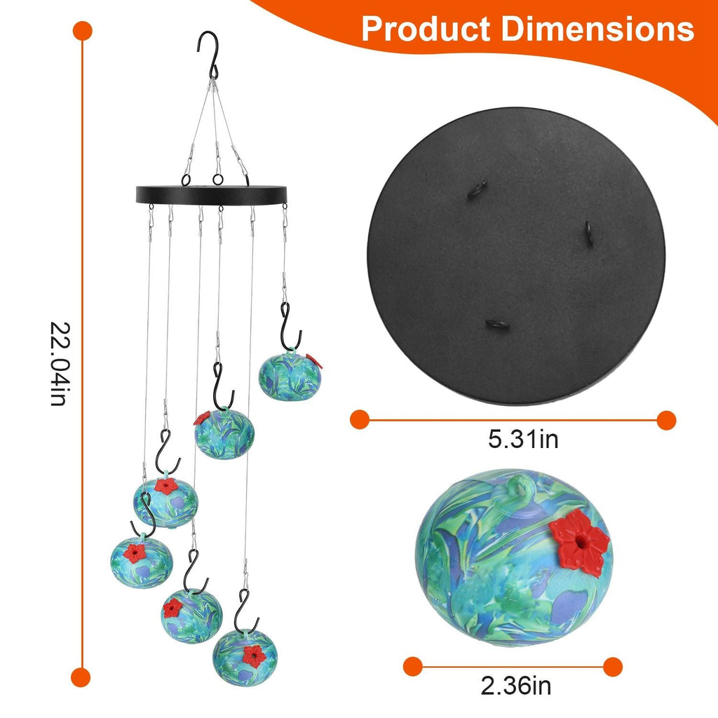 Wind Chimes Humming Bird Feeder Ant and Bee Proof Outdoor Hanging Hummingbird Feeder For Viewing Decoration For Garden Patio Yard Balcony - Dog Time Outlet