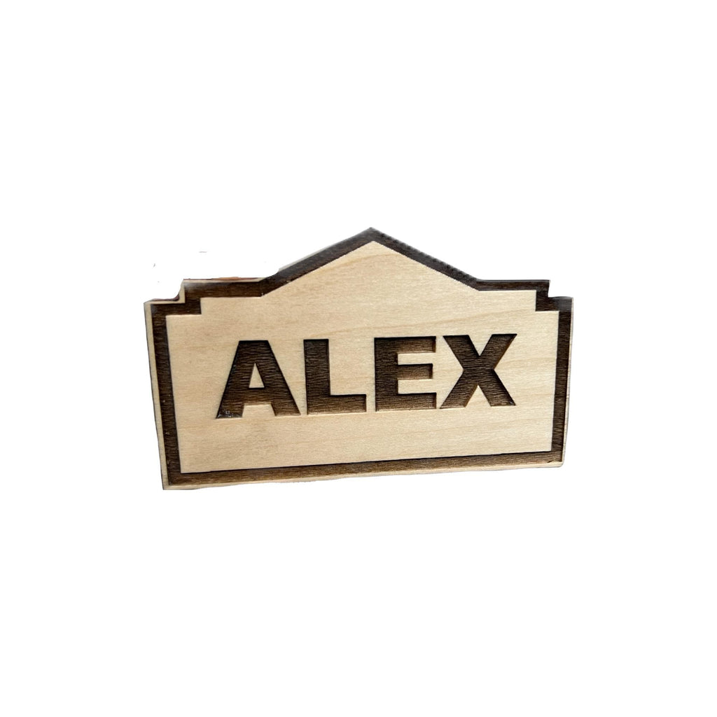 Wood Lowes House Engraved Name Tags, Personalized & Vest Friendly, Teams, Managers, DM's - Dog Time Outlet