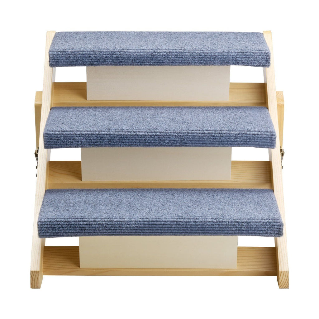 Wood Pet Stairs, 3 - Step Dog Stairs for Beds, Sofa & Cars, 150lbs Load Capacity, Floded Flat Design, Stable & Sturdy Cat & Dog Step Ladder for Small Medium Large Older Pet Puppy Essentials - Dog Time Outlet