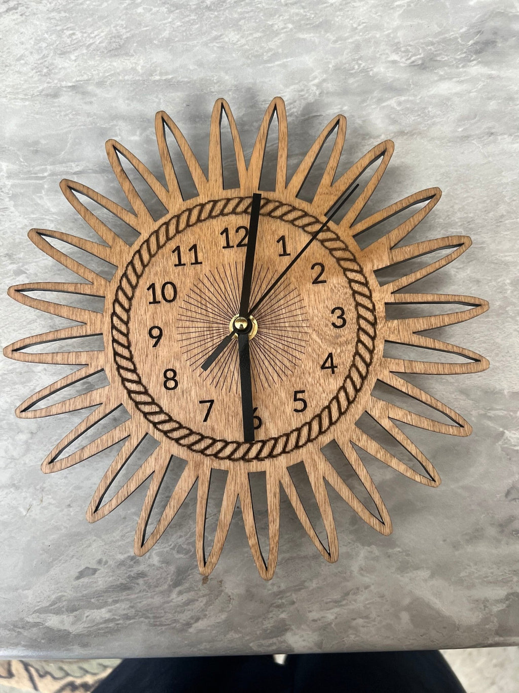 Wooden Sunburst clock - Dog Time Outlet
