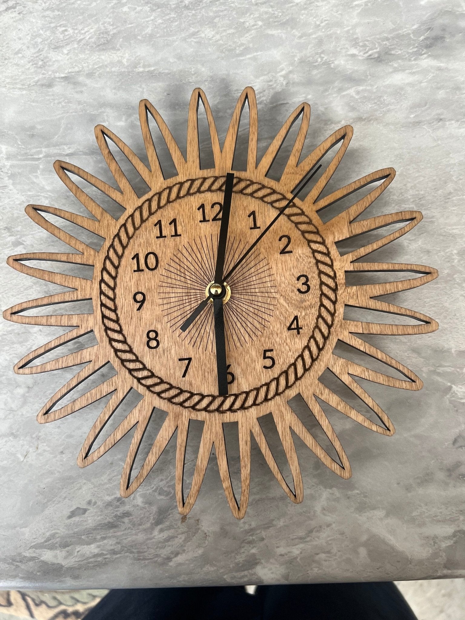 Wooden Sunburst clock - Dog Time Outlet